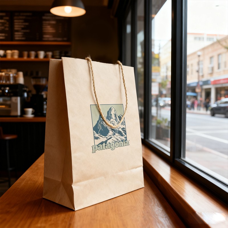 종이 밧줄이 달린 크래프트 종이 선물 토트 백